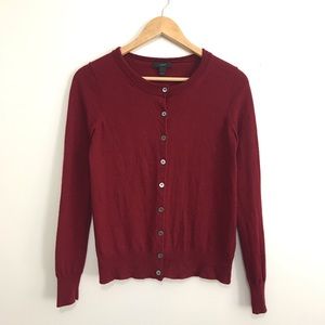 Red J. Crew Merino Wool Cardigan